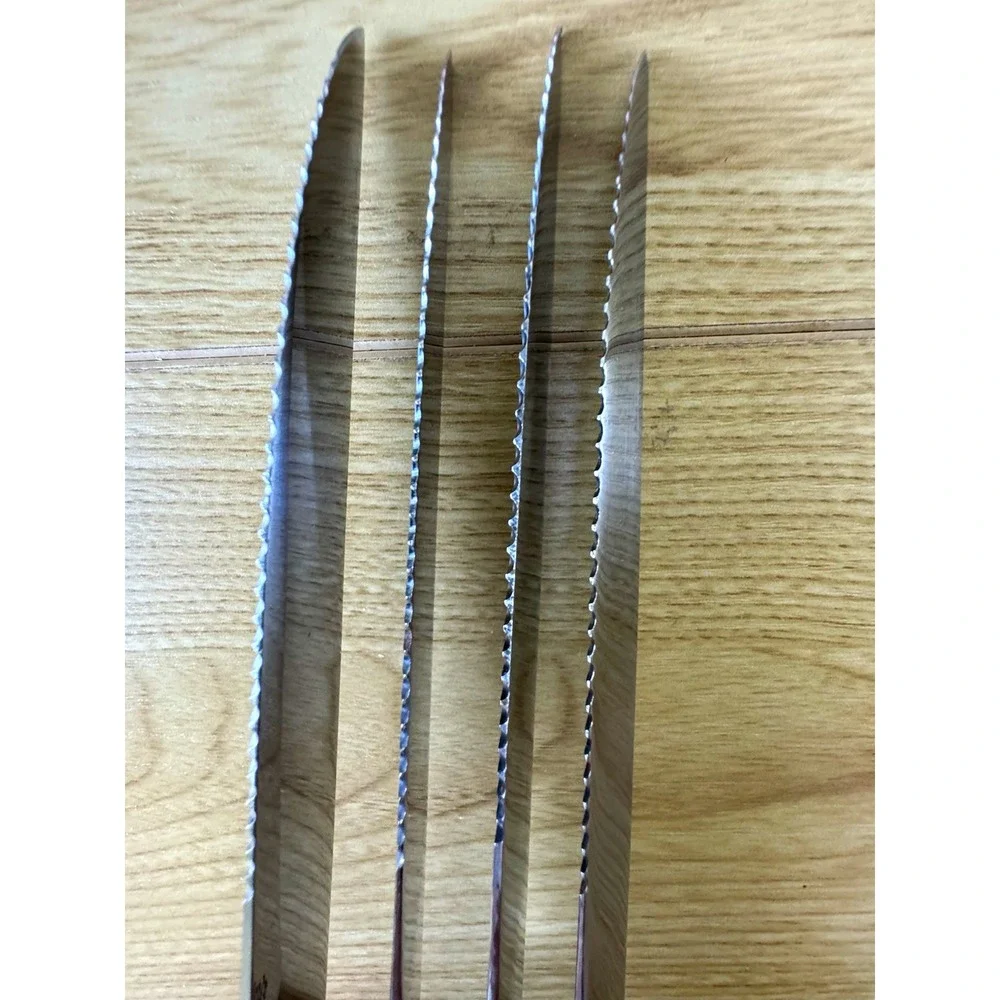 Serrated Stainless Steel Steak Knives Set of 4 Black Handles Thailand